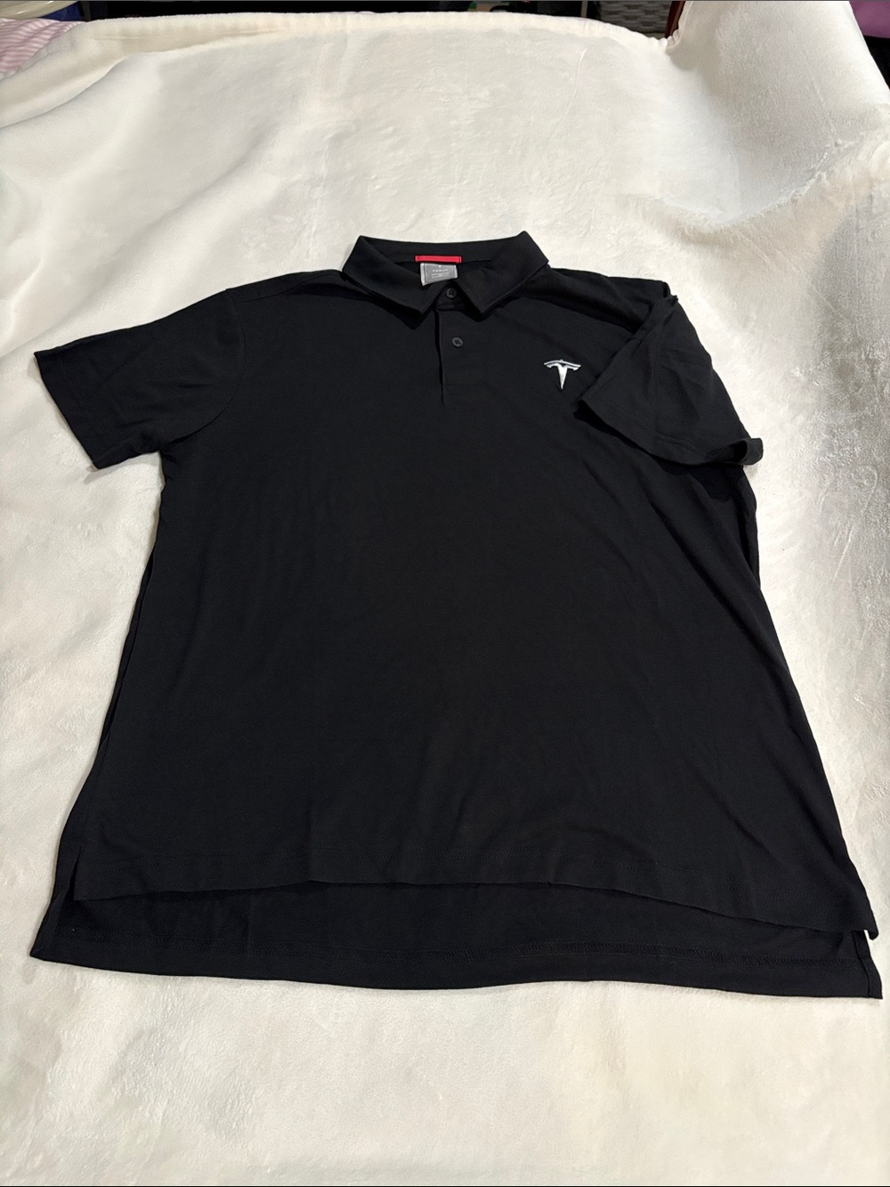 Tesla Black Polo with White Logo - Short Sleeve